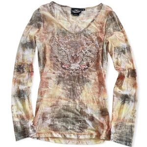 Y2k Harley Davidson mesh graphic top